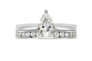 white gold pear shaped diamond wedding set