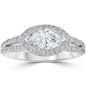 horizontal set white gold marquise diamond engagement ring